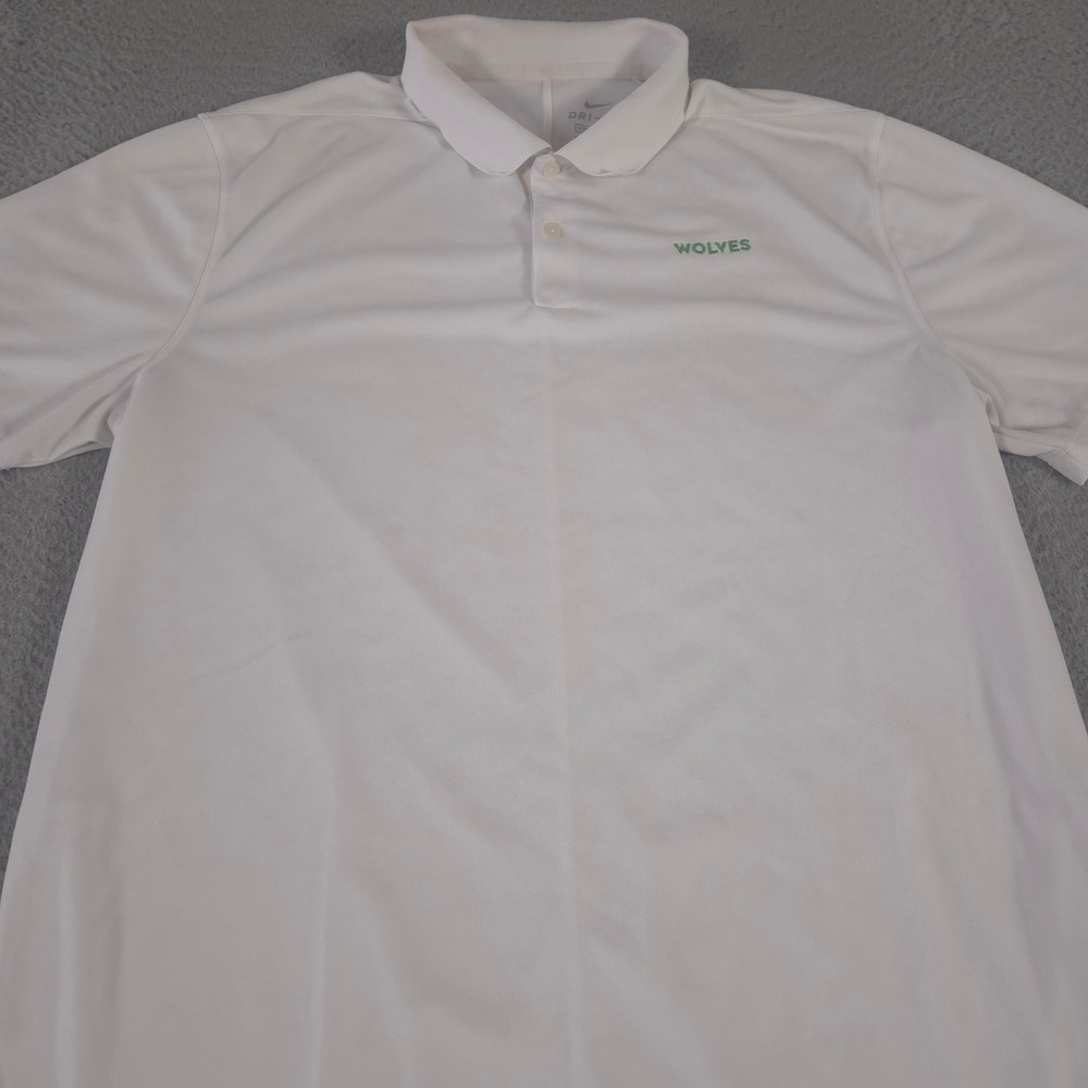 Nike Polo Shirt Men Large White Dri-Fit Victory Minnesota Wolves NBA Performance